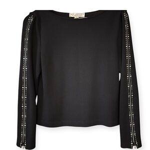 St. John Evening Rinestone Embellished Santana Knit Pullover Top